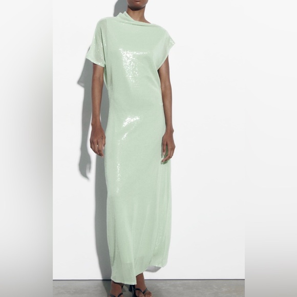 Zara Sequin Mint Sea foam Dress - Picture 1 of 1